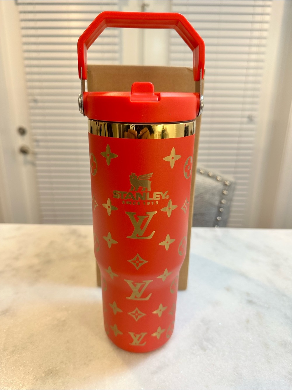 Stanley Louis Vuitton Collaboration 30oz Flip Top Straw Red Gold Tumbler